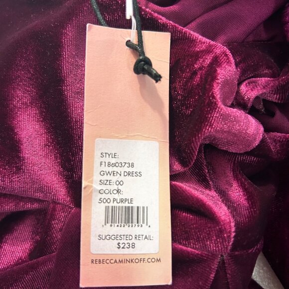 Rebecca Minkoff Gwen Velvet Mini Dress Size 00 NWT $238 - Picture 5 of 5